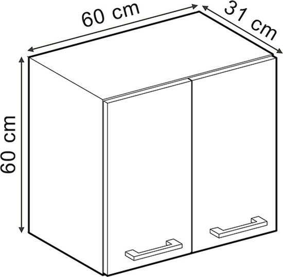 Vicco Armoire suspendue universelle R- Line, Rouge bordeaux brillant/ Wit, 60 cm avec portes