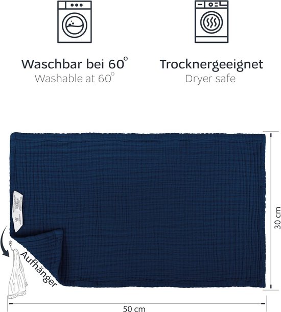 Set of 10 Premium Burp Towels Baby 30x50 cm Extra Soft Muslin 100% Cotton Oeko Tex 100 Blue hydrofiele washandjes van Funnies. — afbeelding 2