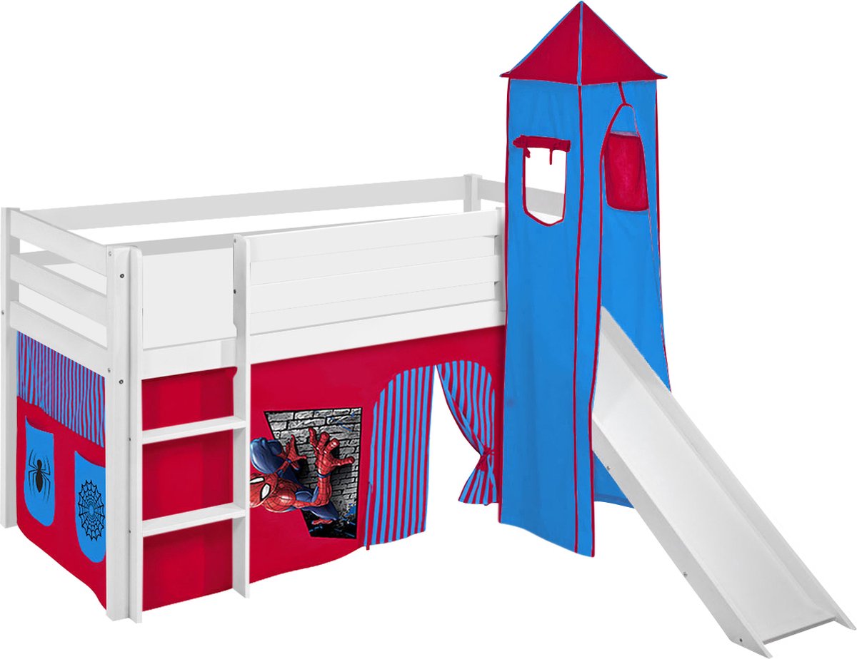 Halfhoogslaper Spiderman met tent, toren en glijbaan