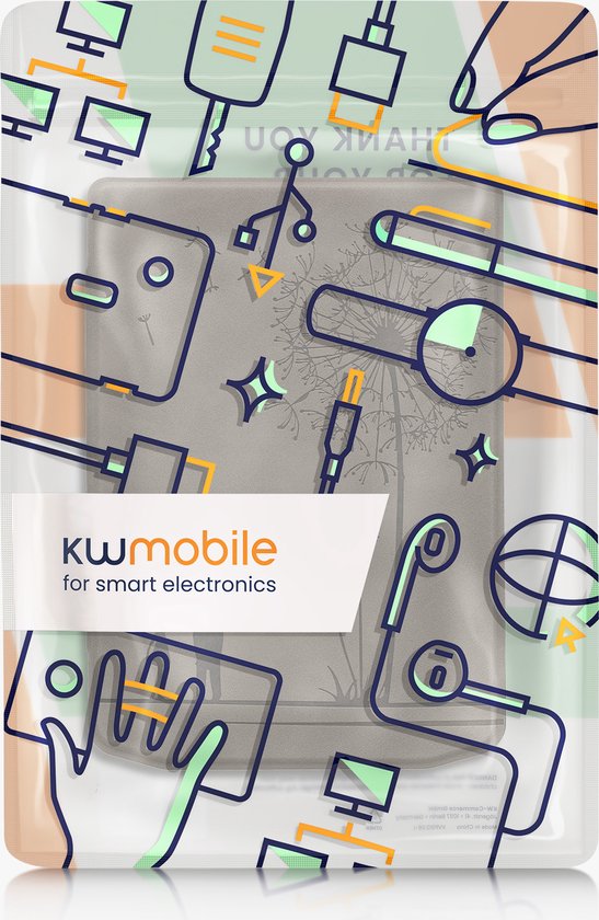 kwmobile e-reader hoesje geschikt voor Pocketbook Verse / Verse Lite / Verse Pro / Color / Vivlio Light/Light HD hoes - Ereader flip case met standaard - Kunstleren e reader cover - Paardenbloemen Liefde design in grijs van Merkloos — afbeelding 4
