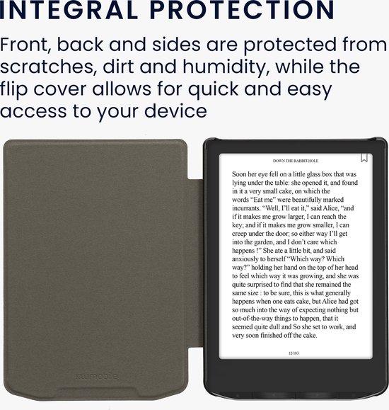 kwmobile e-reader hoesje geschikt voor Pocketbook Verse / Verse Lite / Verse Pro / Color / Vivlio Light/Light HD hoes - Ereader flip case met standaard - Kunstleren e reader cover - Paardenbloemen Liefde design in grijs van Merkloos — afbeelding 2