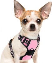 JAXY Harnais pour chien - Harnais pour chien - Harnais pour chien petit chien - Harnais pour chien Y - Harnais pour chien - Harnais pour chien anti- Trek - Réfléchissant - Taille XS - Rose