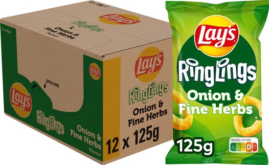 Lay's Ringlings Ui & Fijne Kruiden - Chips - 12 x 125 gram