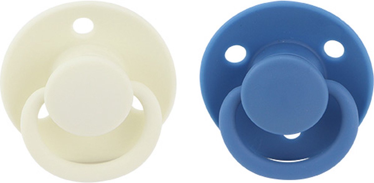 Goedkoopste Nûby - Ronde kersvormige fopspeen met nopjes - 2st - Wit/Blauw - 6-36 maanden