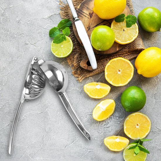 Fruitpers Handmatig met Hendel - Citruspers - Antislip - Slowjuicer - Zilver - Citrusp - RVS ersen Handmatig - Fruitpers Met Hendel
