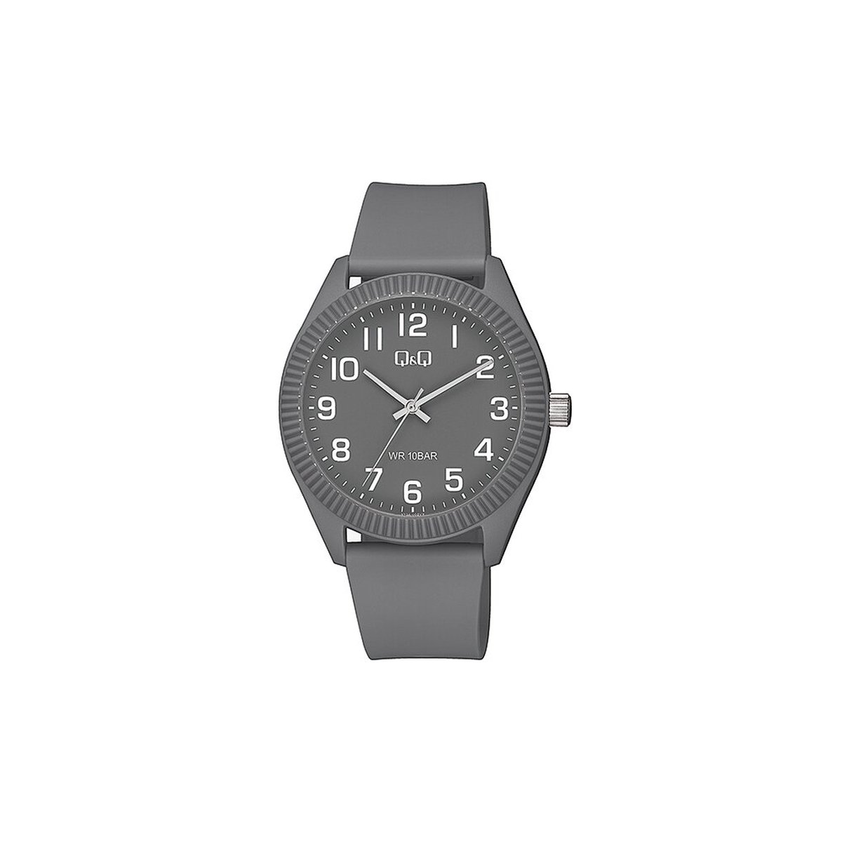 QQ V12A-008VY - Horloge - Sport - Analoog - Unisex - Plastic band - Rond - Kunststof - Cijfers - Grijs - Wit - 10 ATM