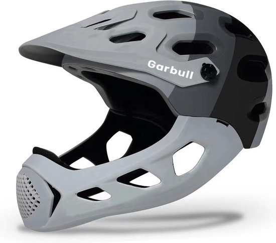 Garbull Fietshelm Afneembaar Full Face MTB Downhill Mountainbike Helm Vrouw Man -Cycling Kite Fietshelm Volwassenen MTB Helm & Racefiets helm - Wielrenhelm - Fietshelm Dames-Grijs-58-61cm