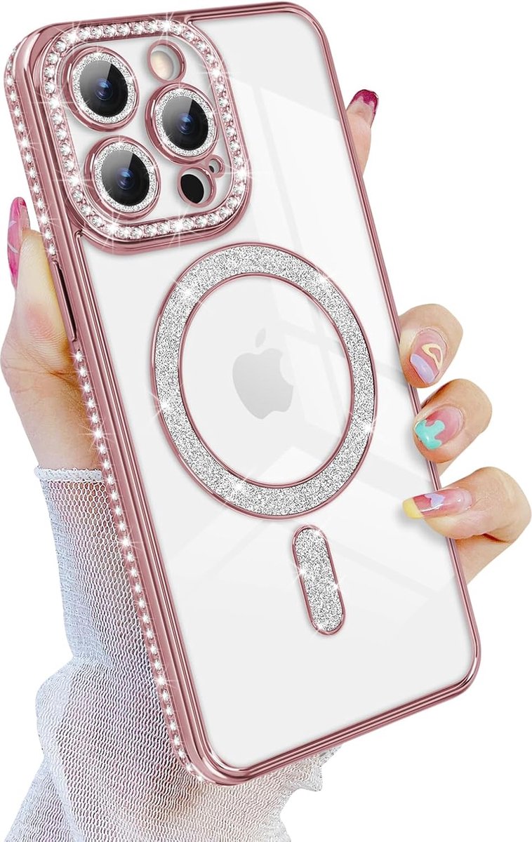 Hython For IPhone 16 Plus Case Clear Magnetic Glitter Phone Cases [Compatible With MagSafe] Full Camera Lens Protector Slim Gradient Sparkle Luxury Plating Shockproof Protective Cover Women, Purple - View #13