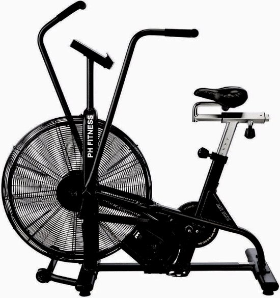 Foto: Ph fitness airbike professionele luchtweerstand fiets met verstelbare zitting handvaten ideaal voor full body workouts en cardio training hiit crossfit air bike