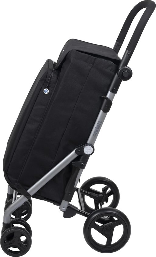 Boodschappentrolley, Inklapbaar, Voor Supermarkt, Met 4 Wielen En Een Grote Capaciteit Van 32 Kg Hoofdvak 58 L Thermotas 12 L En Waterafstotende Stof Kleur Zwart