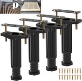 Cexovo 4 stuks verstelbare poten voor bank, metalen poten, tafelpoten, in hoogte verstelbaar, 25-42 cm, koolstofstaal, voor kasten, bedplanken, meubels, keuken, zwart