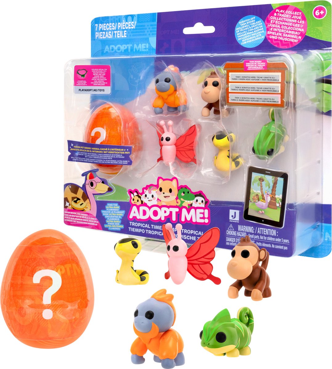 Adopt Me! Figures - Tropical Time - 6 Huisdieren met virtuele item code