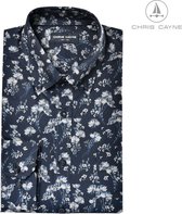 Chris Cayne chemise pour homme - chemise à manches longues pour homme - taille L - couleur bleu foncé-bleu/gris - manches longues - design - col boutonné - chemise avec poche poitrine - vêtements pour hommes - mode masculine