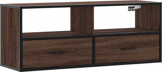 vidaXL - Meuble TV - 100x31x39,5 - cm - décoré - bois - métal - marron - chêne