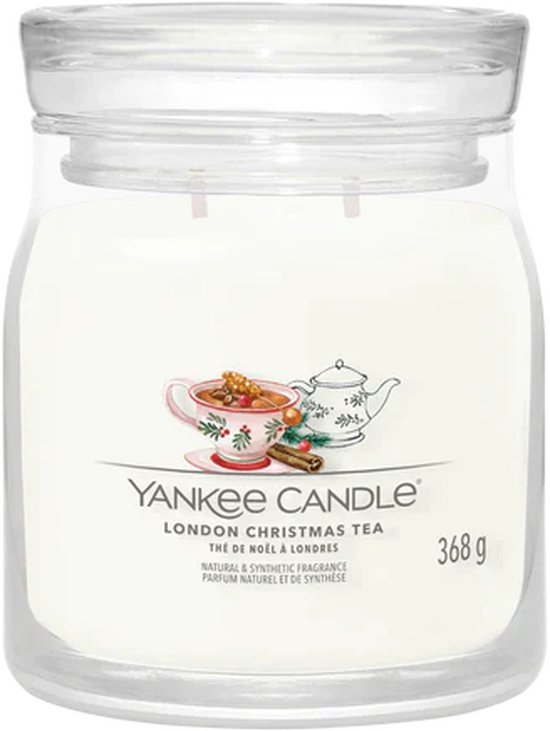 Yankee Candle - London Christmas Tea Medium Geurkaars - 50 branduren - 2 lonten