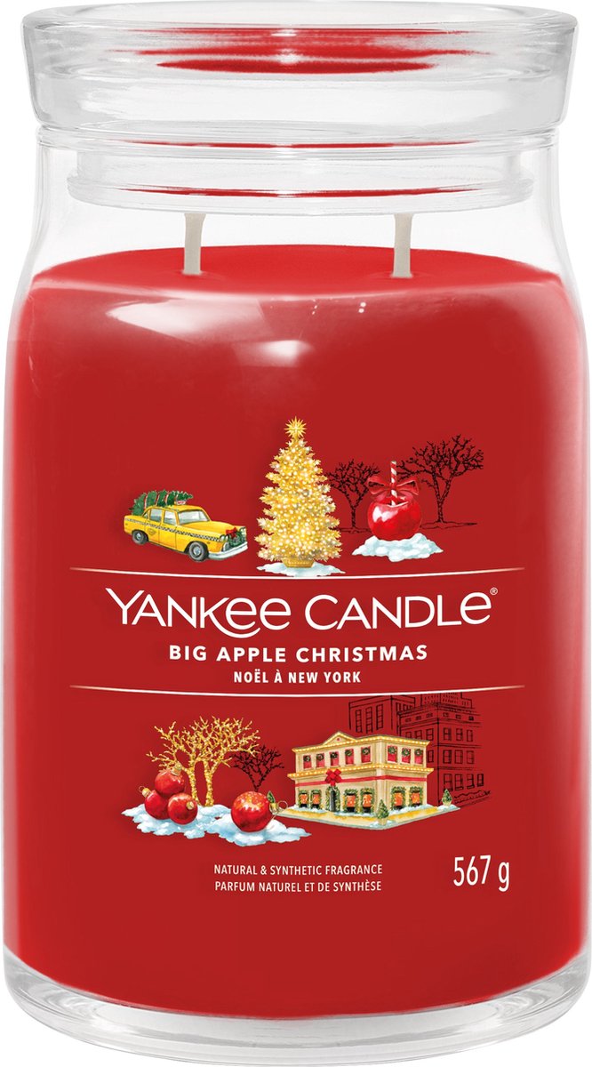 Yankee Candle Big Apple Christmas Large Jar Geurkaars - 90 branduren - twee lonten Rood
