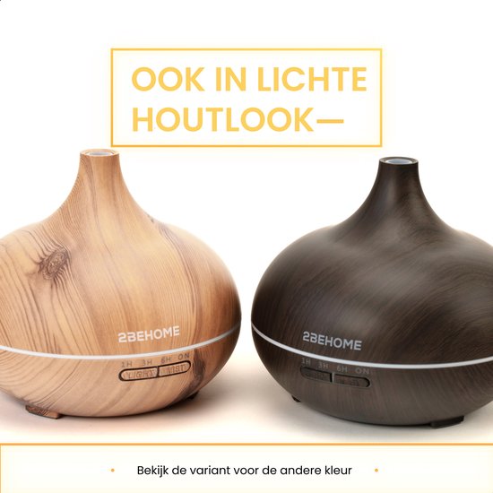 2BEHOME Aroma Diffuser Set 550 ML - 16 Etherische Oliën - Afstandsbediening - Donkere Houtlook - Etherische Olie voor Aromadiffuser - Luchtbevochtiger - Geurverspreider voor Aromatherapie - Essential Oil