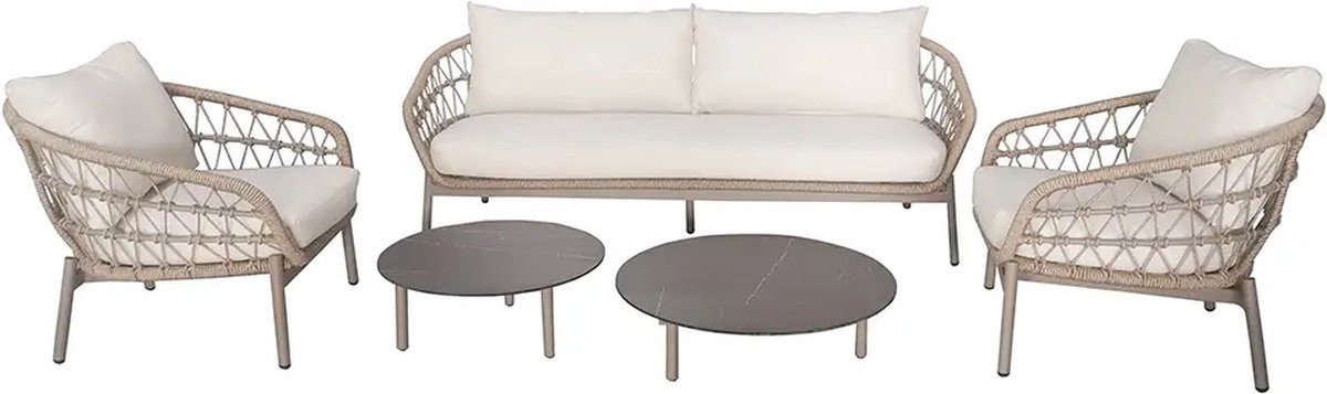 Buitengewoon Boet Kaprun Sofa Loungeset - Bruin/Wit