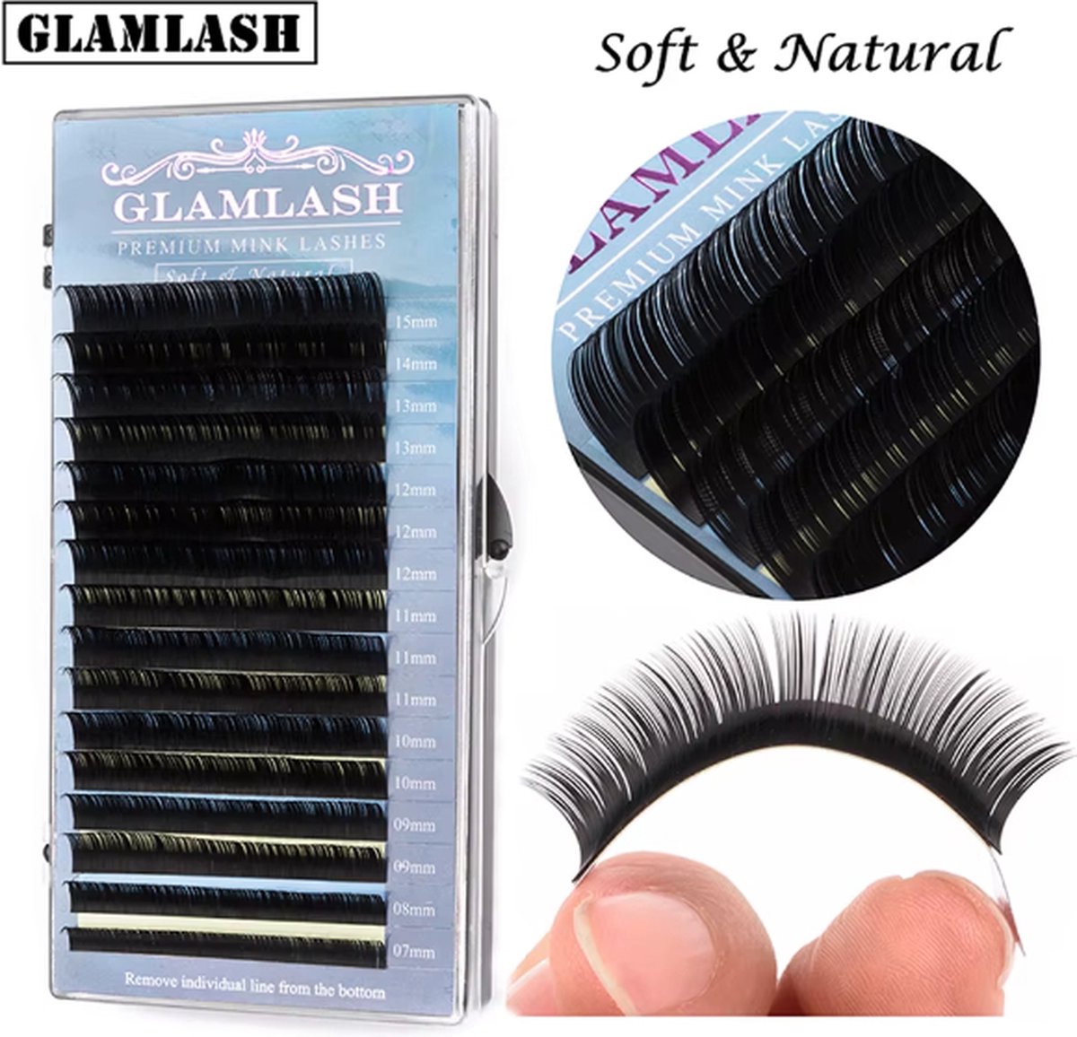 Goedkoopste Wimperextensions D20 one by one doosje 7-15 mm 16 rijen D krul 0. 20 dikte - handmade mink lashes