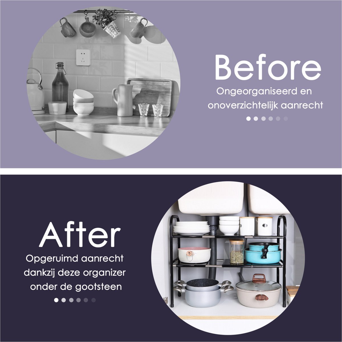 Behave Keuken Organizer - Aanrecht organizer - Keukenkast - Keukenrek - Gootsteen organizer - Verstelbaar - Zwart — cadeau in Cadeau-ideeën - foto 7