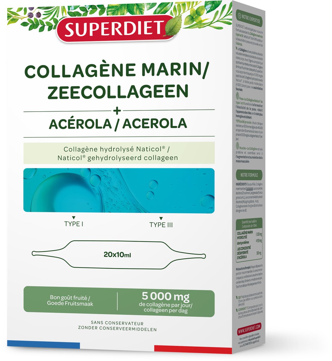 Goedkoopste Super Diet - Zeecollageen Marin - Acérola - Natuurlijke Vitamine C - 20 Ampullen