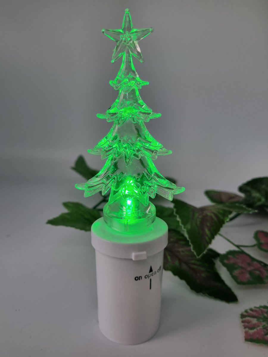 Led kaars - Kerstboom - Groen - Transparant - 120 branddagen - Incl bat - Flikkerend led - Grafdecoratie