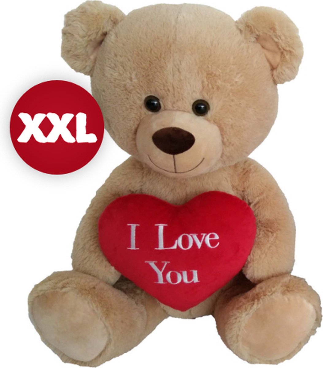 Teddybeer met Rood Hart "I Love You" Pluche Knuffel XXL 100 cm - Liefde Knuffel Love Knuffels XXL - Beer Beertje Knuffelbeertje Teddybeertje - Valentijnsdag Groot cadeau voor mannen vrouwen - Grote Bear with Heart Plush