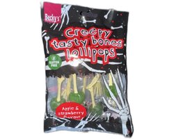 Creepy tasty bones lollipops - Halloween snoep -bone lollies - apple & strawberry flavour 80 gram