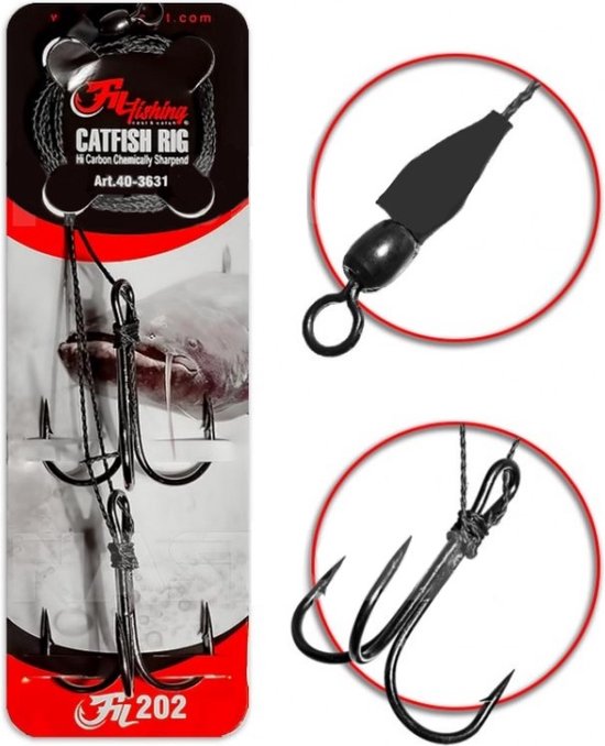 Fil Catfish Rig 202 - Meerval Onderlijn - met Dubbele Dreghaken van Merkloos — afbeelding 2