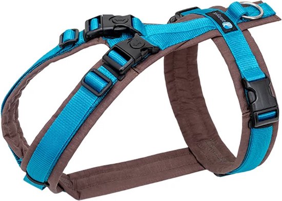 AnnyX Hondentuig - FUN - Speurtuig - Turquoise/Bruin - maat M - Borstomvang 62-74cm - Gewicht hond 18-30 kg - My K9