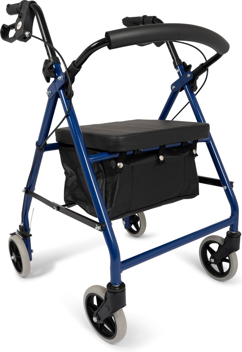 Goedkoopste Dunimed Lichtgewicht Rollator - Rollator voor Binnen en Buiten - Opvouwbaar - Met Parkeerrem - In Hoogte Verstelbaar - Inclusief Verwijderbare Tas - Blauw