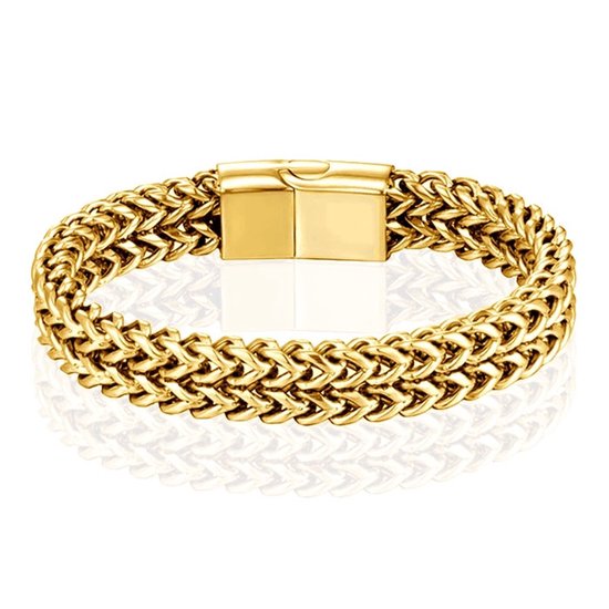 Sorprese armband - Retro - 19 cm - Schakel - RVS - goud - armband heren & dames - magnetische sluiting - cadeau - Model T