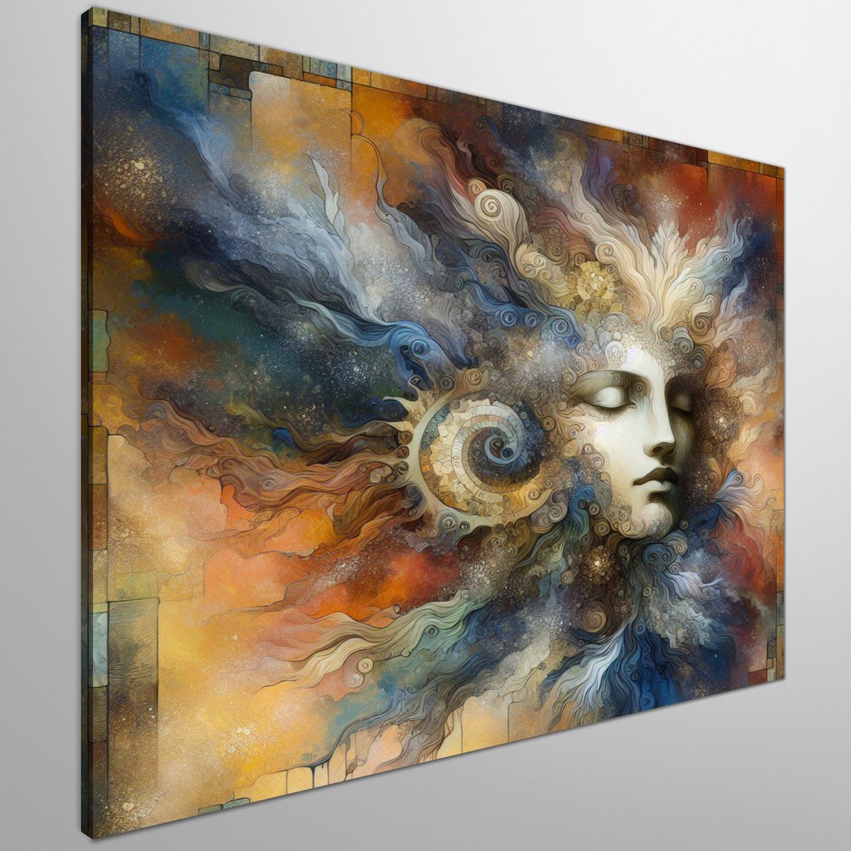 Olieverf aquarel schilderij | Verfijnde waterige tinten in abstracte oliën: Een kunstzinnig meesterwerk | Kunst - 100x100 centimeter op Canvas | Foto op Canvas