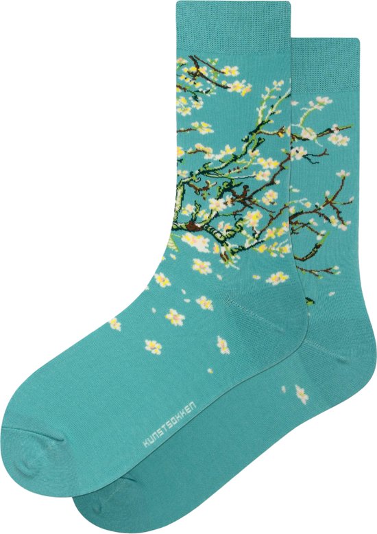 Chaussettes Artificielles - Fleur d'Amandier - Chaussettes Van Gogh - Cyan Multi - Unisexe - Taille 36-40
