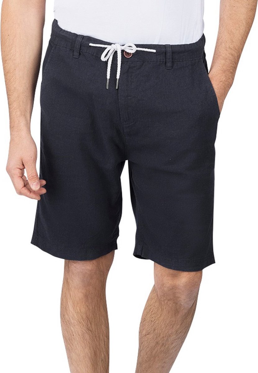 riverso Heren Short RIVOliver regular/straight Blauw 3XL Volwassenen Linnen Korte Broek / Zomershorts