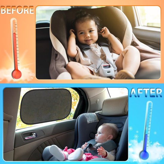Zonnescherm Auto Baby - 2 Stuks - UV Protectie - Extra Donker - met UV Protectie voor Baby en Kind - Zonwering Zijruiten - Zonwering Auto - Zonnescherm Auto Zijraam van Dooky — afbeelding 3