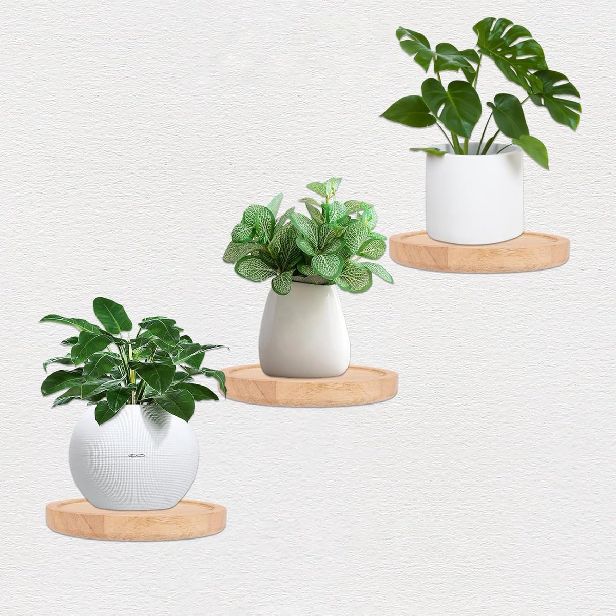 GAOUTO 3 stuks ronde wandplanken, 15 cm, zwevende