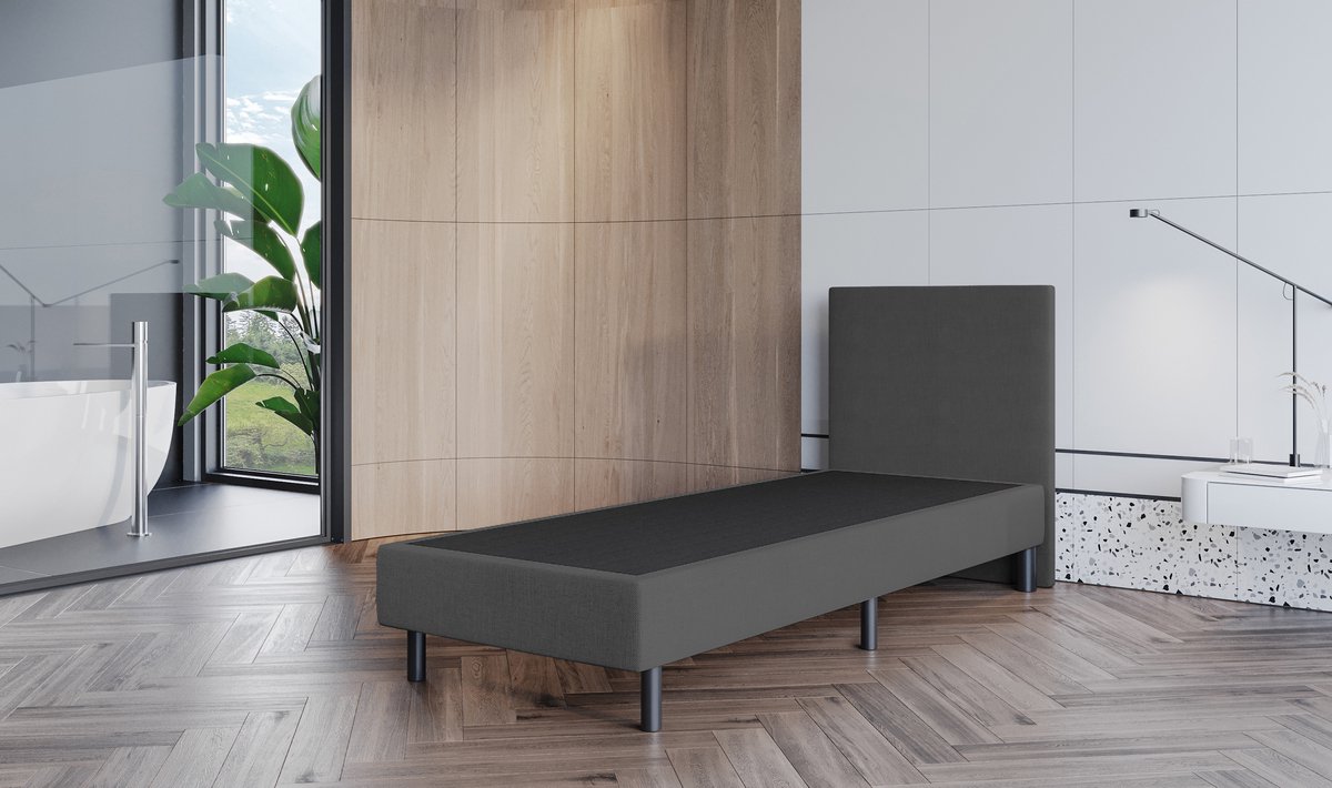 Boxspring Zonder Matras Fleur - 90x200 cm - Stof Antraciet