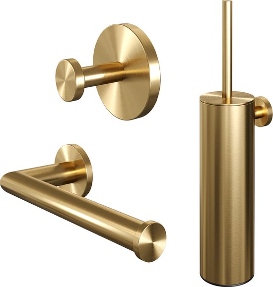 Foto: Brauer gold edition toilet accessoireset 3 delig pvd geborsteld goud