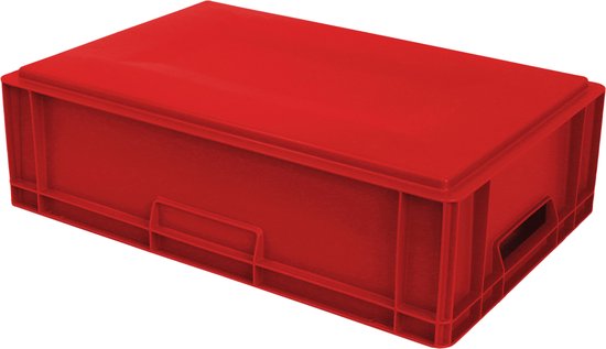 Alpac Poubelle empilable avec couvercle - Poubelle de rangement avec couvercle - 600 x 400 x 190 mm - 30L - Rouge