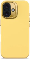 DECODED Coque en Siliconen pour iPhone 16 - Matériau Premium Soft-Touch - Revêtement Antibactérien - Compatible avec MagSafe - Popcorn Jaune