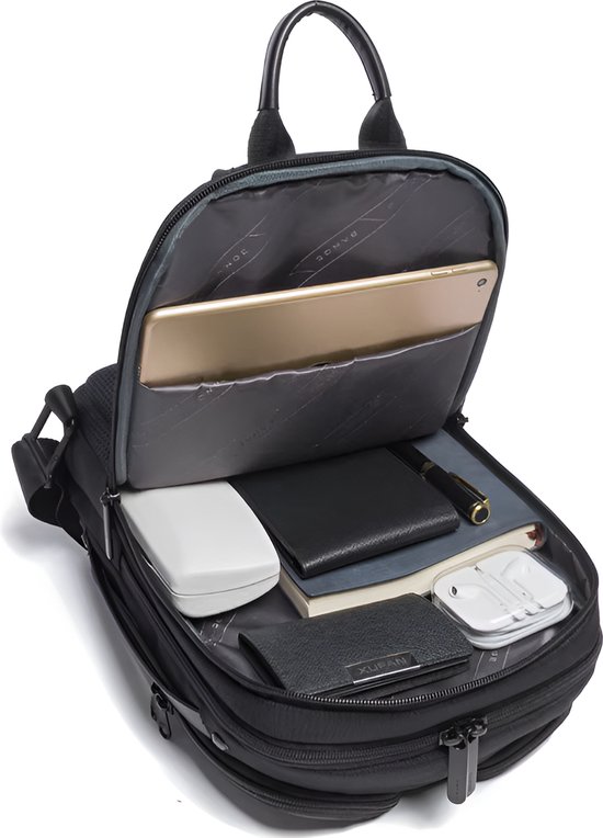 E-Shop4u® - Sac à bandoulière décontracté pour homme - Tissu Oxford - Port de chargement USB - Poche antivol - Zwart