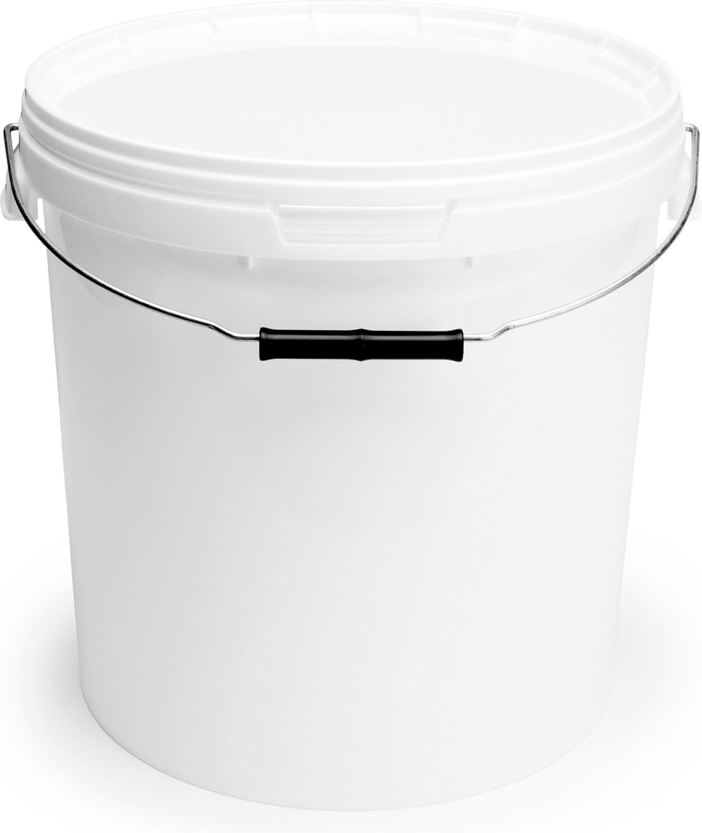 Goedkoopste 50x stuks - 20 L - Garronda Emmer Met Deksel - Verpakkingsemmer - Emmertje - Rond - Wit GD-PL-BIS-Whit