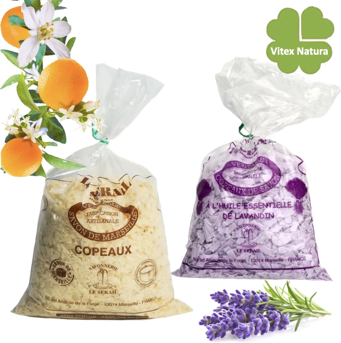 Goedkoopste Echte Marseille zeepvlokken 1750g | Sinaasappel bloesem - Lavendel | Multifunctioneel | Franse ambacht | plantaardig, biologisch, hypoallergeen.