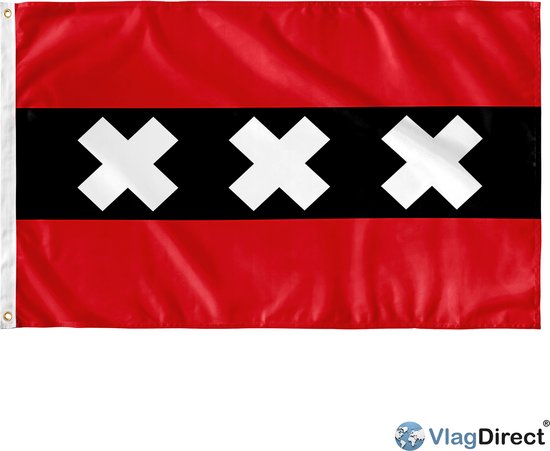 VlagDirect - drapeau Amsterdam - drapeau Amsterdam - 90 x 150 cm.