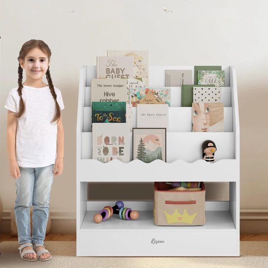 Foto: Boekenkast kind boekenrek boekenplanken voor de kinderkamer boekenstandaard inclusief lade 70x80x30 cm hout wit