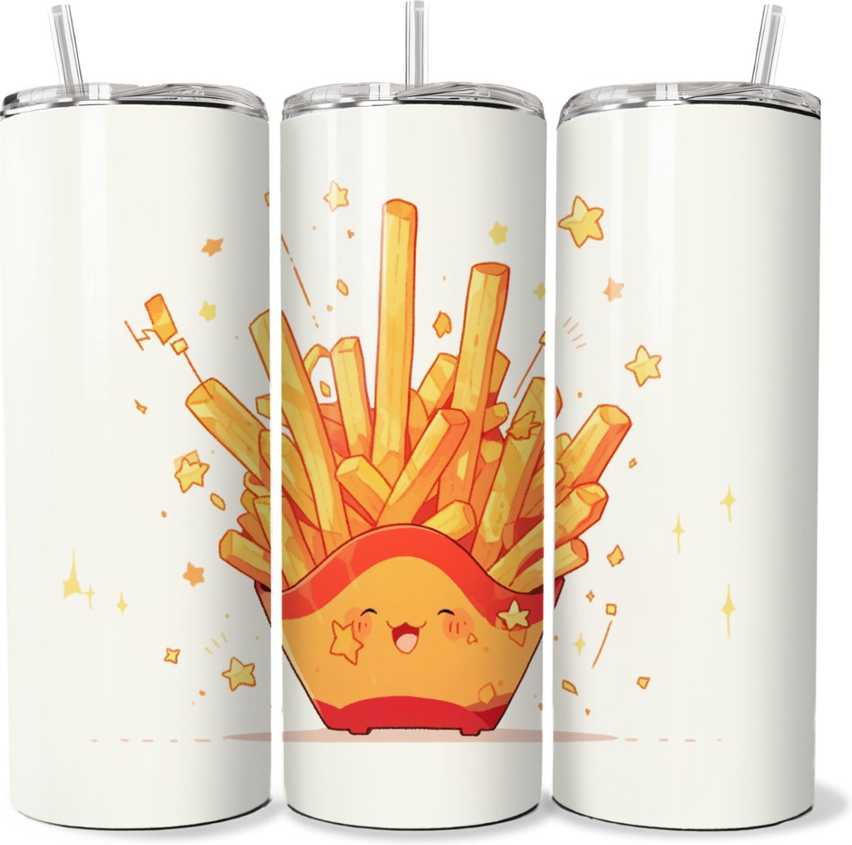 KadoDash - Tumbler - Drinkbeker - Isolatiebeker - Waterfles - Kawai - Friet - Patat