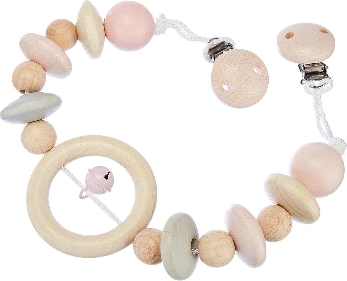 Houten ketting van hout naturel roze - speelgoed voor kinderen 12969