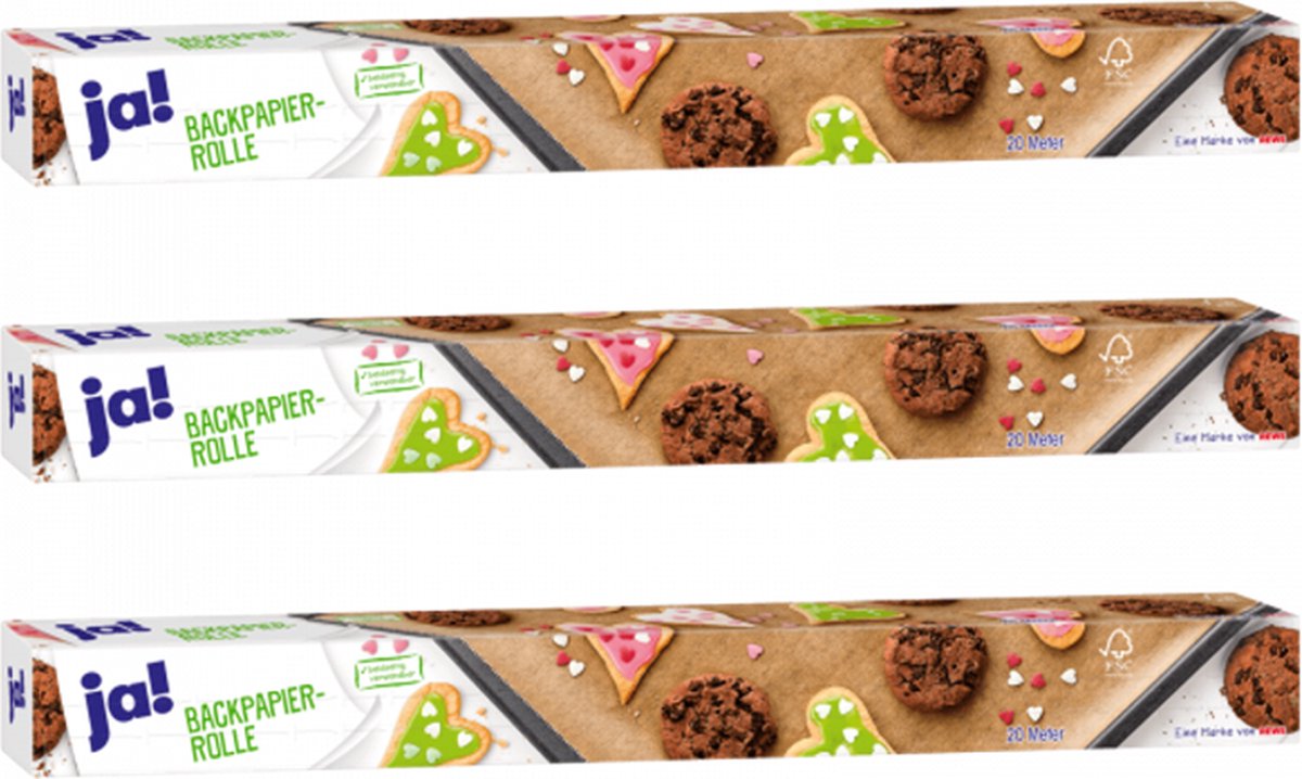 Ja!® | 3 x 20 meter bakpapier op rol | FSC papier | 38cm breed | voor oven of magnetron