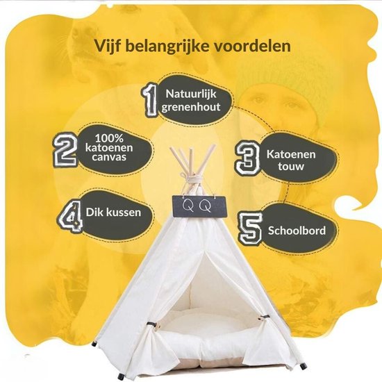 Kattentent - Huisdier tent - Dierenhuis - Kattenhol - Kattenhuis - Kattenmand - Dierentent - Katten Tipi Tent - Voor Binnen –50 x 40 x 60 cm van Guus & Guusje — afbeelding 3